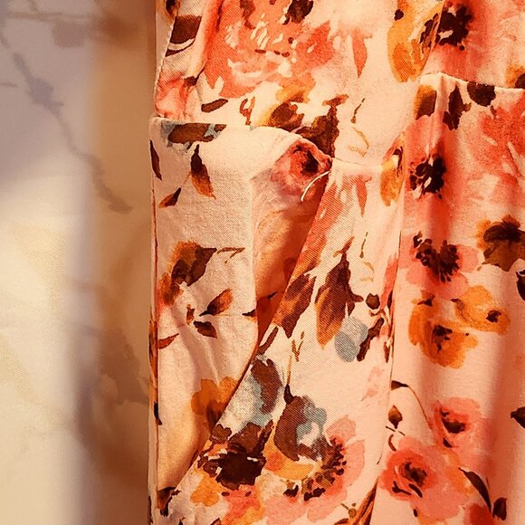 Torrid Sleeveless‎ Smocked Challis Midi Dress Size 4 Pink Floral Empire Waist - Picture 4 of 10